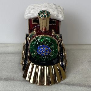 CHRISTMAS Figurine Small Locomotive Colorful Metal Holiday Decor